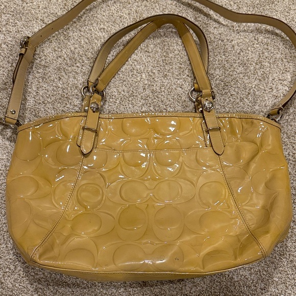 Coach Handbags - Coach Yellow Patent Signature Shoulder Bag